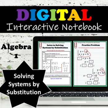 Preview of Solving Systems of Equations by Substitution ⭐Digital Interactive Notebook