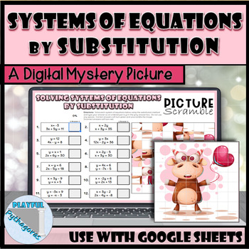 Preview of Solving Systems of Equations by Substitution Digital Mystery Picture Activity
