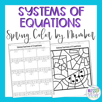 Preview of Solving Systems of Equations by Substitution & Elimination Coloring Activity