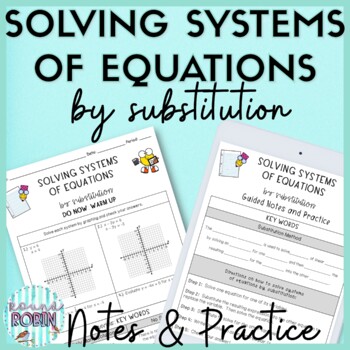 Preview of Solving Systems of Equations by Substitution Guided Notes Homework 8th Gr Math