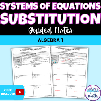Preview of Solving Systems of Equations by Substitution Guided Notes Lesson Algebra 1