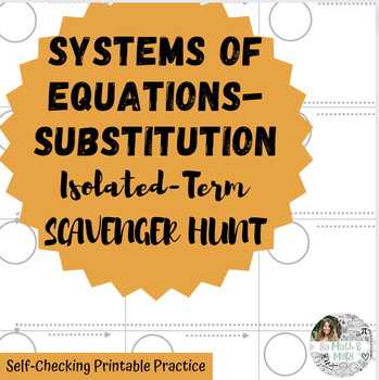 Preview of Solving Systems of Equations by Substitution Isolated Term Scavenger Hunt