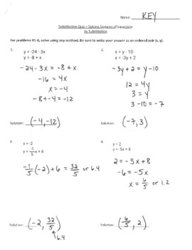 homework 2 solving systems by substitution answer key