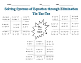 Solving Systems of Equations through Elimination Tic-Tac-Toe