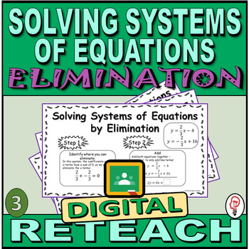Preview of Solving Systems of Equations using Elimination - Digital Reteach Worksheets