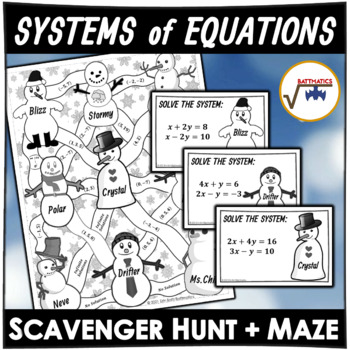 Preview of Solving Systems of Equations using Elimination PRINTABLE SCAVENGER HUNT MAZE