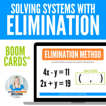 Preview of Solving Systems of Equations with Elimination Boom Cards™ Digital Activity