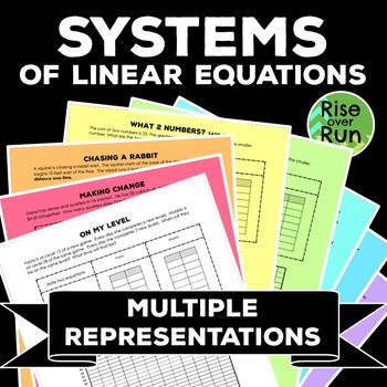 Preview of Systems of Equations Word Problems Worksheets with Multiple Representations