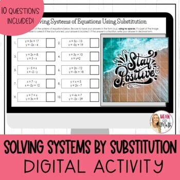 Preview of Solving Systems of Equations with Substitution Digital Activity 
