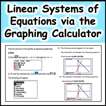 Preview of Solving Systems of Linear Equations Graphically using Graphing Calculator