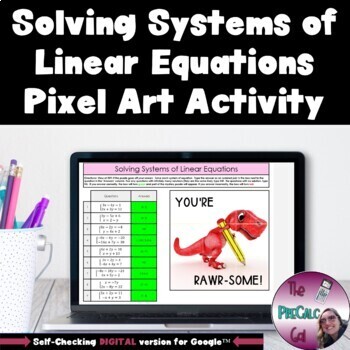 Preview of Solving Systems of Linear Equations Pixel Art Activity