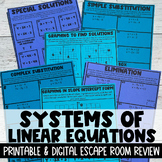Solving Systems of Linear Equations Review Escape Room - D