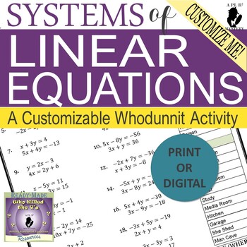 Preview of Solving Systems of Linear Equations Mystery Scavenger Hunt PRINT OR DIGITAL