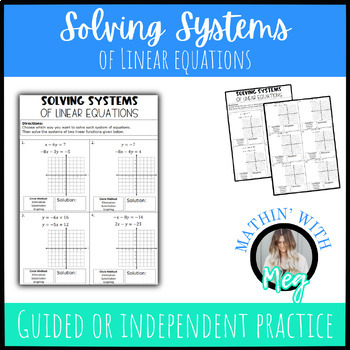 Preview of Solving Systems of Linear Equations | Algebra 1 | TEKS A.5C