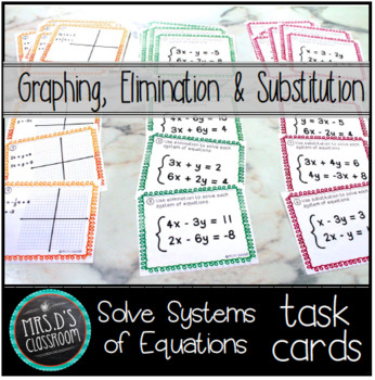 Preview of Solving Systems of Linear Equations task cards