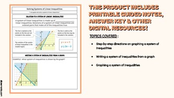 Preview of Solving Systems of Linear Inequalities - PRINTABLE GUIDED NOTES