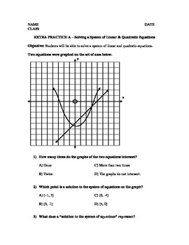 Solving Systems of Linear & Quadratic Equations Lesson Plan | TpT