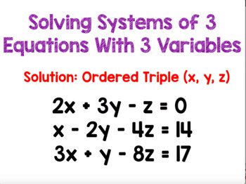 steps for 3 equation systems