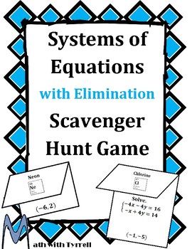 Preview of Systems of Equations with Elimination Scavenger Hunt