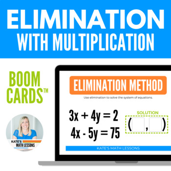 Preview of Solving Systems by Elimination Boom Cards™ with Multiplication Digital Activity