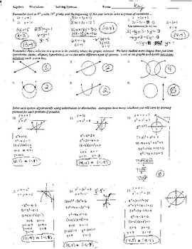 Solving Systems with Lines, Circles Parabolas, Ellipses and Hyperbolas