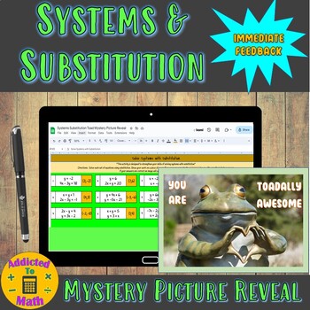 Preview of Solving Systems with Substitution Digital Activity | Mystery Picture Reveal