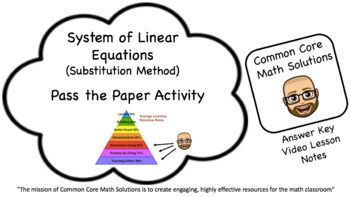 Preview of Solving Systems with Substitution Method – Cooperative Learning Activity