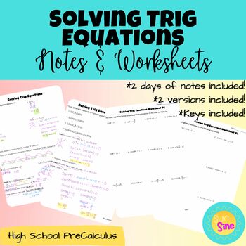 Preview of Solving Trig Equations Notes and Worksheet