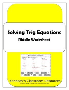 Preview of Solving Trig Equations - Riddle Worksheet