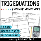 Solving Trig Equations Self-Checking Partner Worksheet