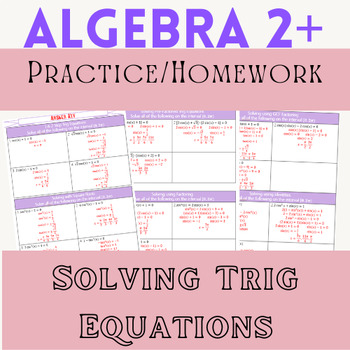Preview of Solving Trig Equations WITH Step-by-Step Answer Key (20+ practice problems)