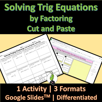 Preview of Solving Trig Equations by Factoring Cut and Paste Activity | Mystery Picture