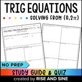 Solving Trig Equations Study Guide and Quiz