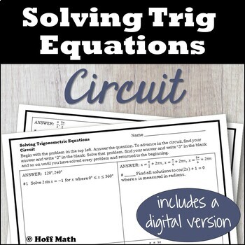 Preview of Solving Trigonometric Equations CIRCUIT | DIGITAL and PRINT