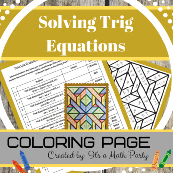 Preview of Solving Trigonometric Equations - Coloring Activity