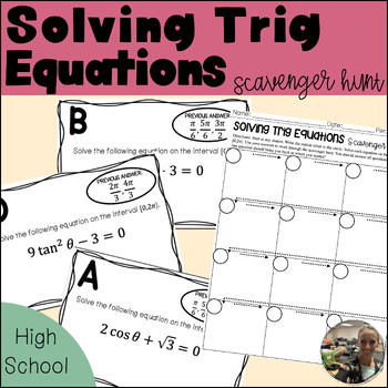 Preview of Solving Trigonometric Equations Scavenger Hunt Activity
