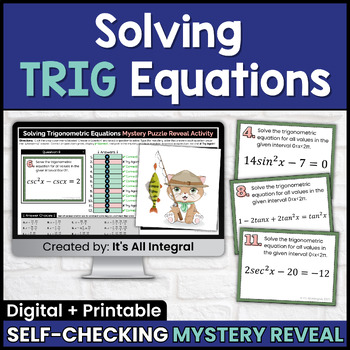 Preview of Solving Trigonometric Equations Self Checking Digital Activity