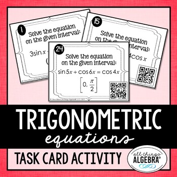 Preview of Solving Trigonometric Equations | Task Cards