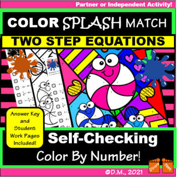Preview of Solving Two 2 Step Equation ACTIVITY Color by Number Positive/ Negative Rational