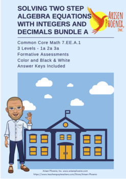 Preview of Solving Two Step Algebra Equations with Integers and Decimals 7eeb3 Bundle A