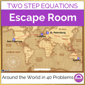 Preview of Solving Two Step Equations | Around the World Escape Room
