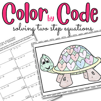 Preview of Solving Two Step Equations Color By Number Color by Code Activity
