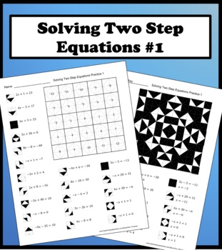 Preview of Solving Two Step Equations Color Worksheet Practice 1
