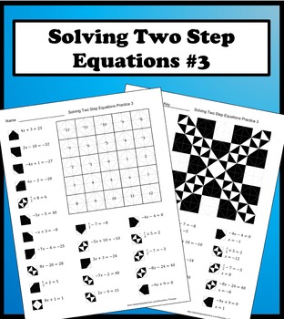 Preview of Solving Two Step Equations Color Worksheet Practice 3