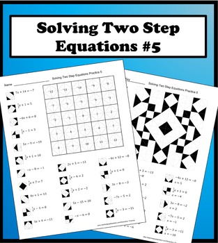 Solving Two Step Equations Color Worksheet Practice 5 by ...