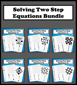 Preview of Solving Two Step Equations Color Worksheets Packet