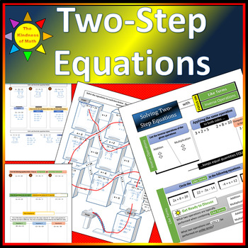 Preview of Solving Two Step Equations:  Colored Notes, Aesthetic Organizers, and Maze!