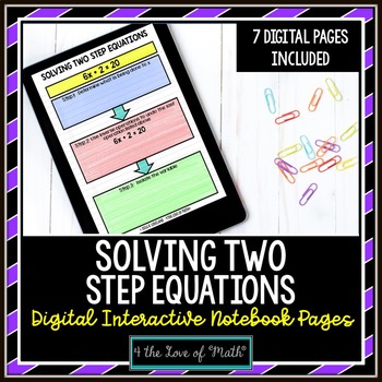 Preview of Solving Two Step Equations Digital Interactive Notebook Pages