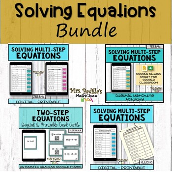 Preview of Solving Equations Bundle Digital Activities Distance Learning