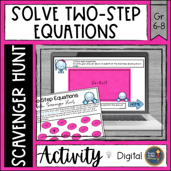 Preview of Solving Two Step Equations Math Scavenger Hunt - Digital Resource Activity